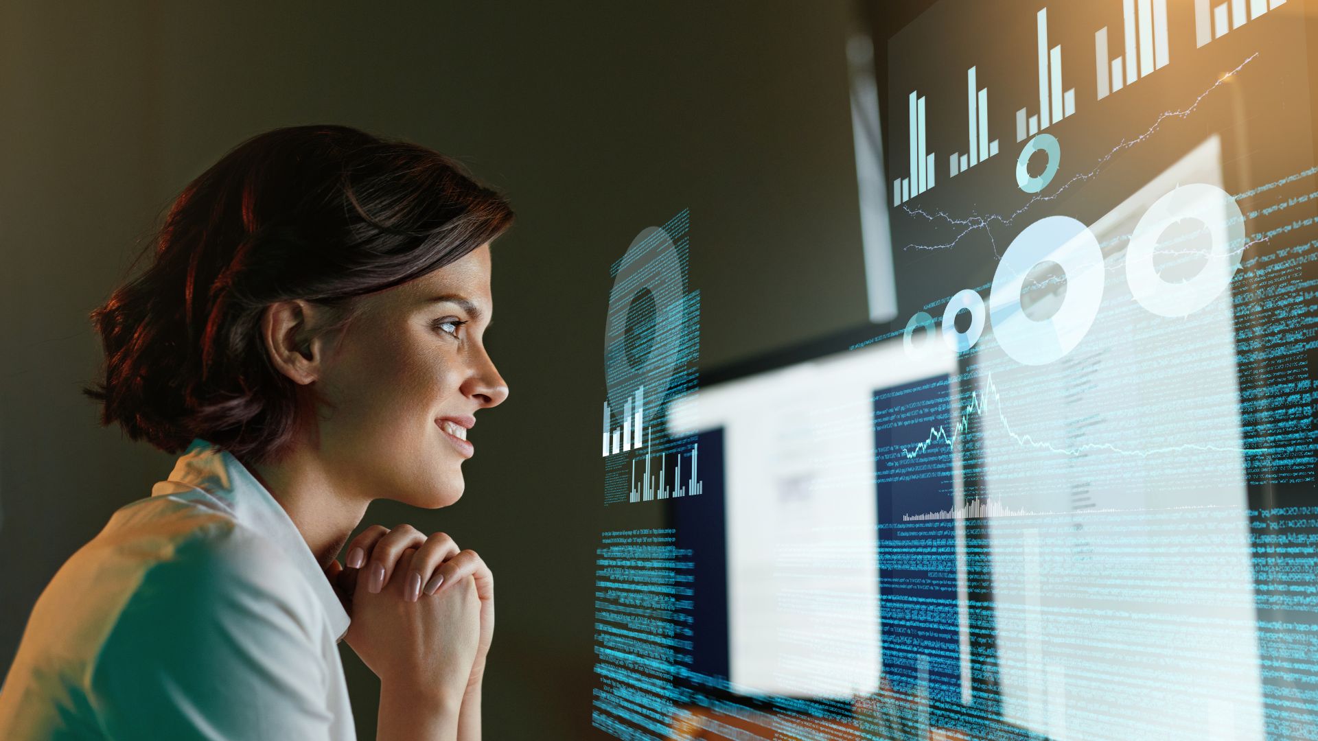 Data scientist looking at computer