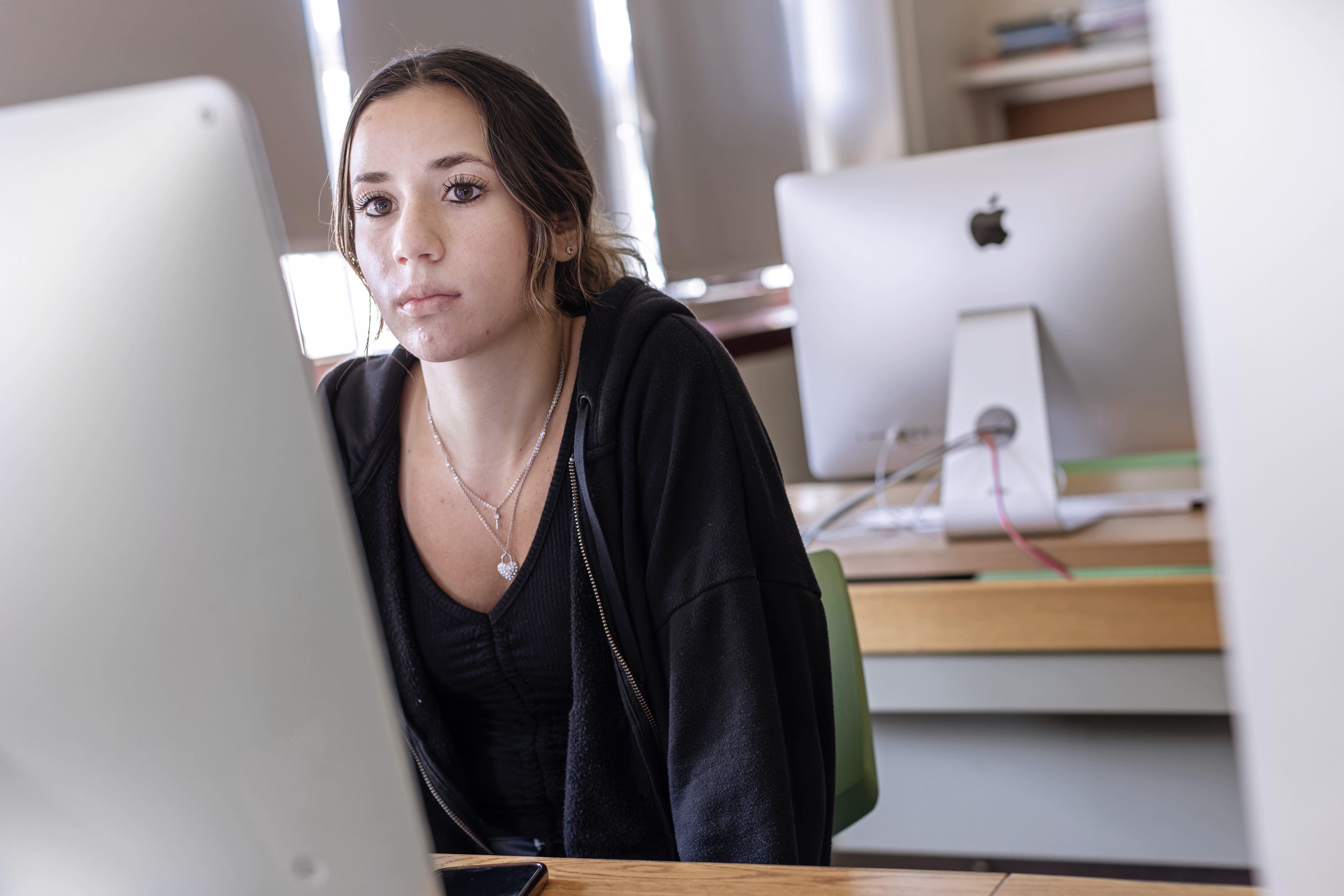 student working on computer